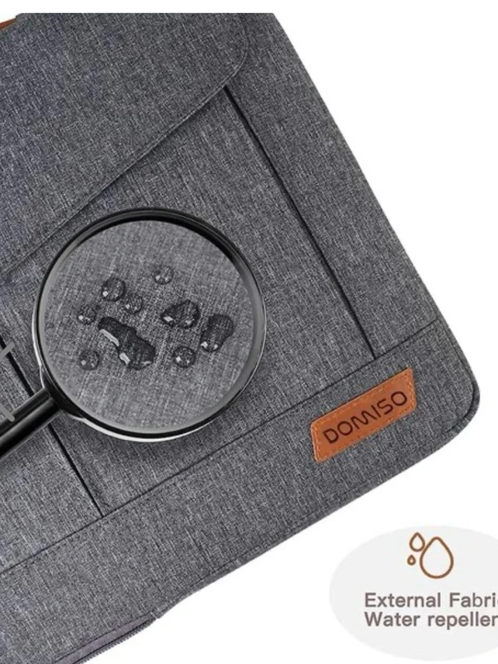 DOMISO Gray Laptop Messenger Bag with Black Strap and Brown Handle